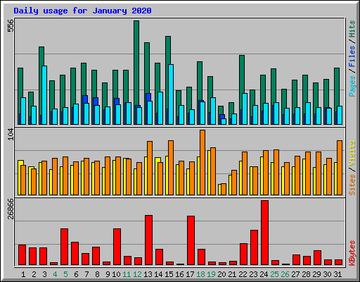 Daily usage for January 2020