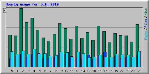 Hourly usage for July 2019